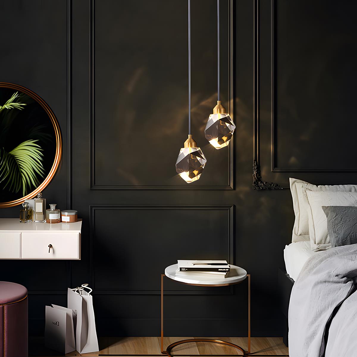 Modern Brass and Crystal Pendant Light | Dimmable Adjustable Fixture for Living Room 2