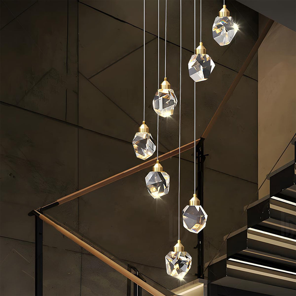 Modern Brass and Crystal Pendant Light | Dimmable Adjustable Fixture for Living Room 3
