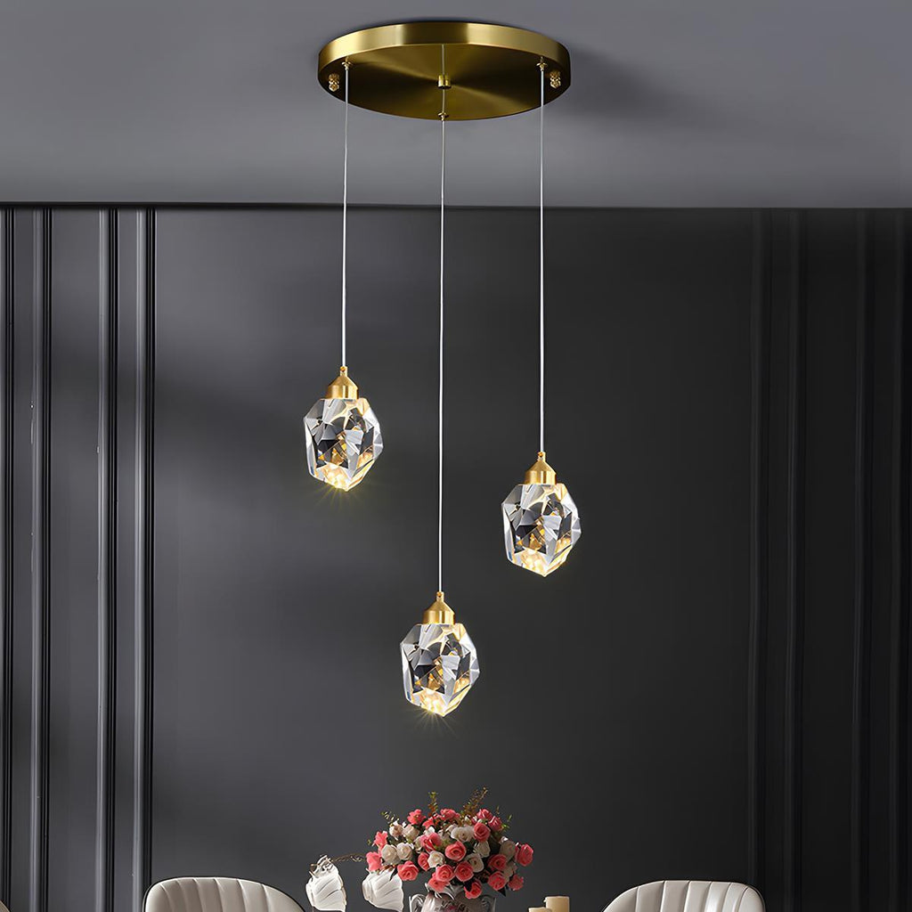 Modern Brass and Crystal Pendant Light | Dimmable Adjustable Fixture for Living Room 7
