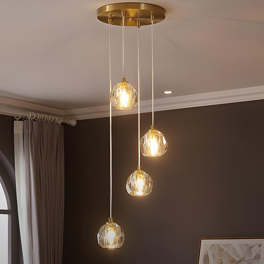 Modern Brass and Crystal Pendant Light | Dimmable Adjustable Fixture for Living Room 8