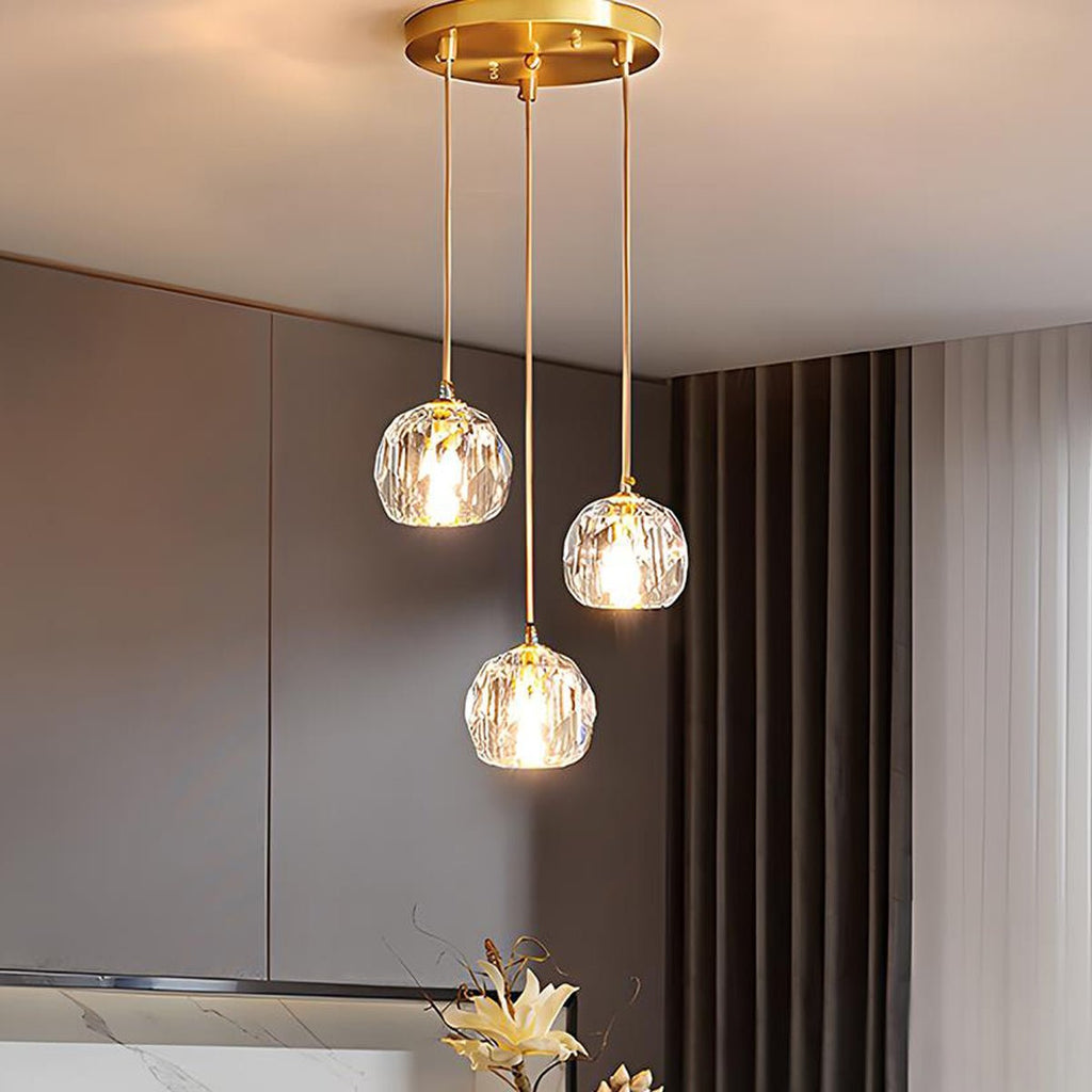 Modern Brass and Crystal Pendant Light | Dimmable Adjustable Fixture for Living Room 9