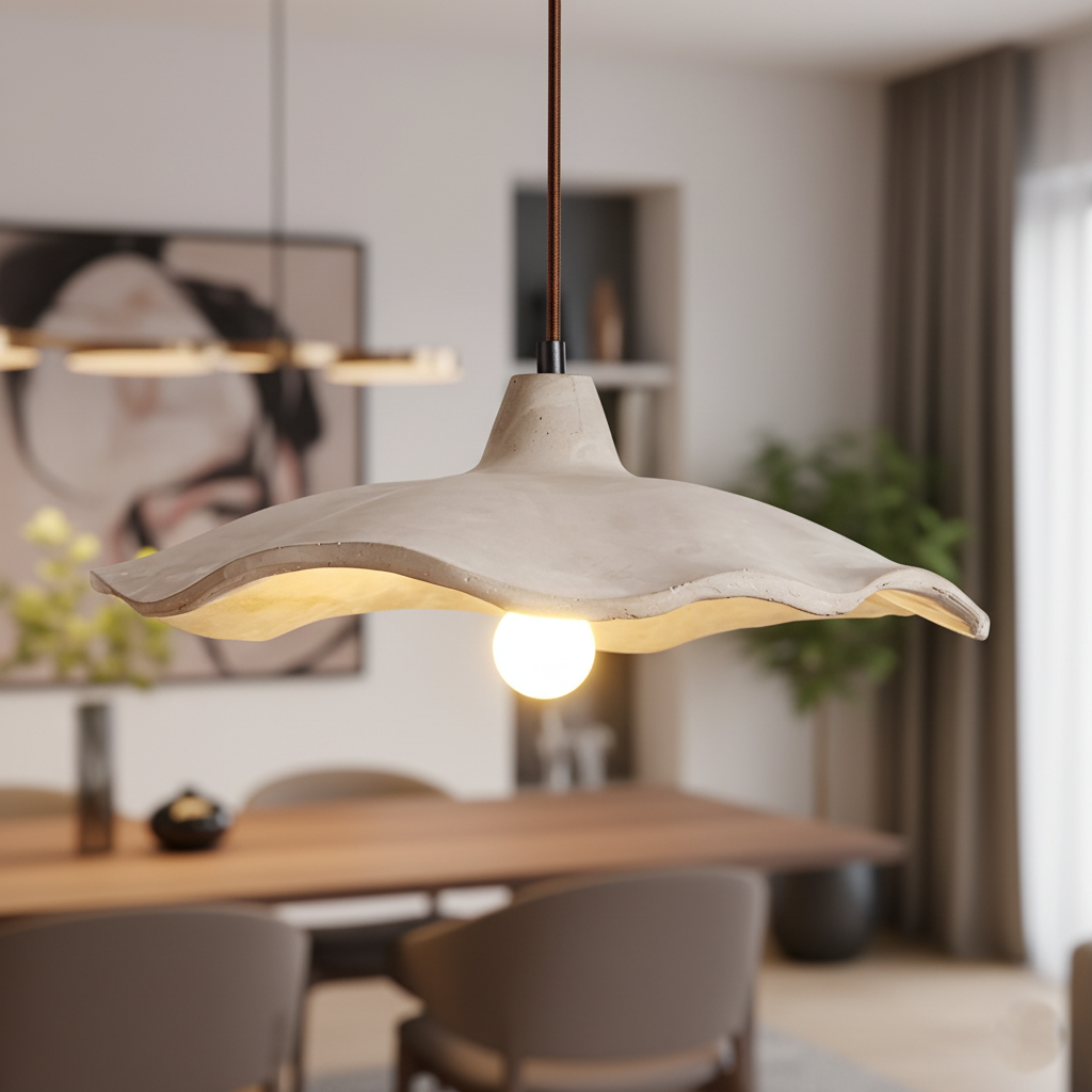 Modern Cement Pendant Light | Adjustable Flower Shade Hanging Light for Dining Room 1