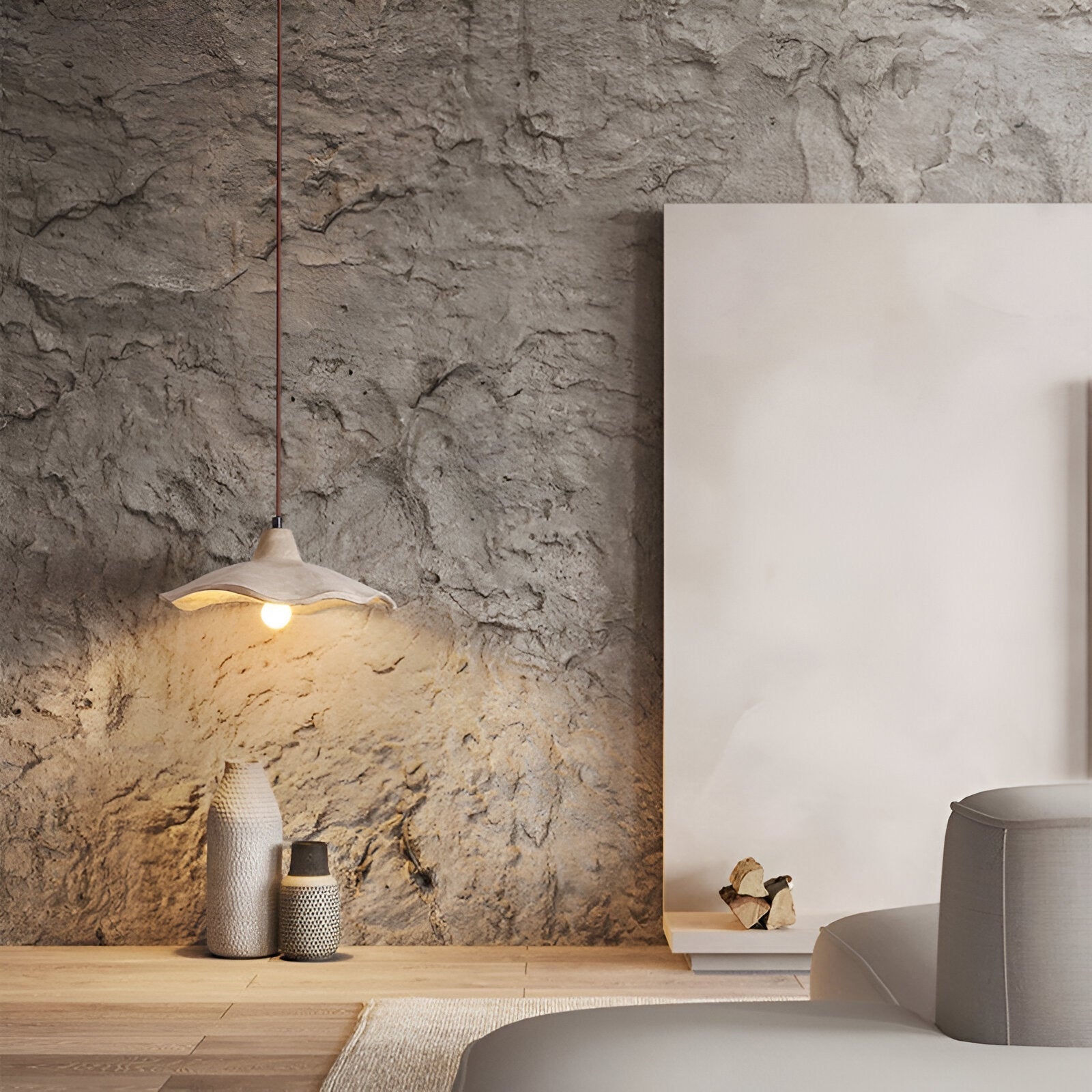 Modern Cement Pendant Light | Adjustable Flower Shade Hanging Light for Dining Room 2