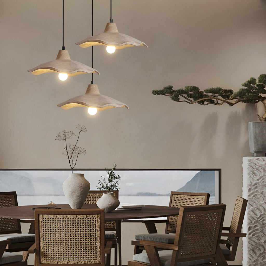 Modern Cement Pendant Light | Adjustable Flower Shade Hanging Light for Dining Room 3