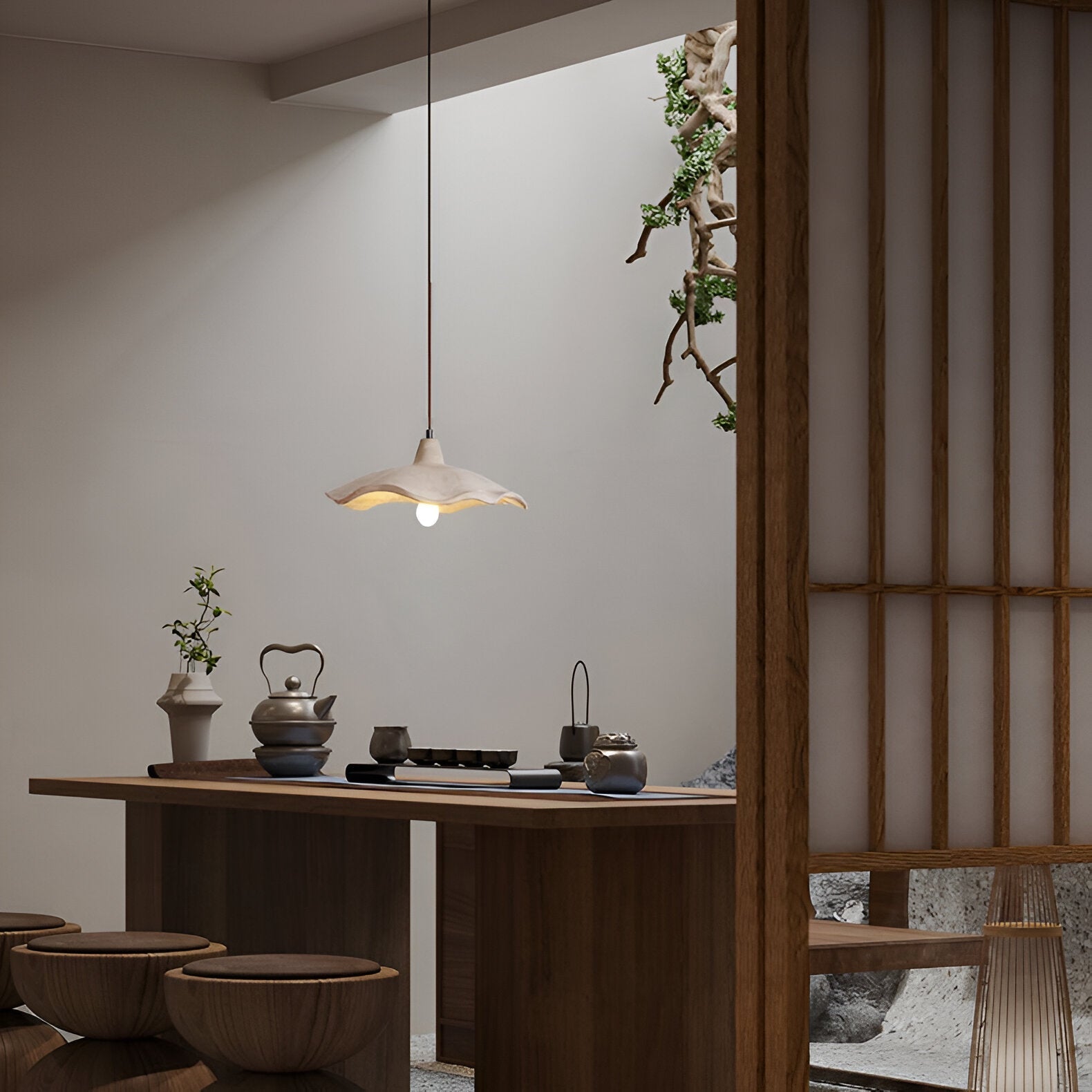 Modern Cement Pendant Light | Adjustable Flower Shade Hanging Light for Dining Room 5