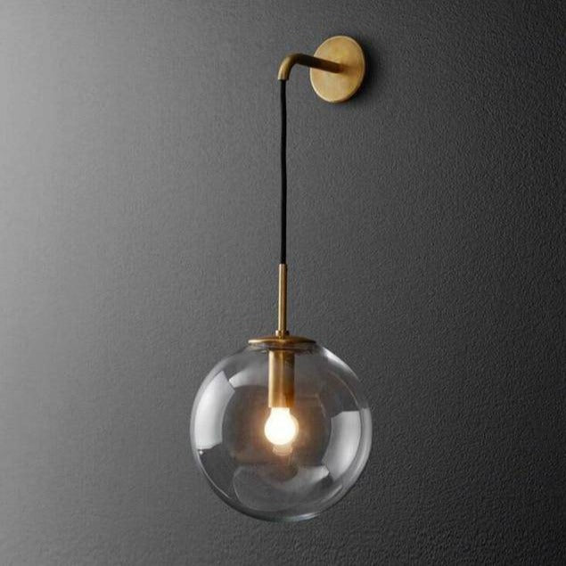 Modern Clear Glass Wall Sconce with Swing Arm | Adjustable Ambient Light for Bedroom 0
