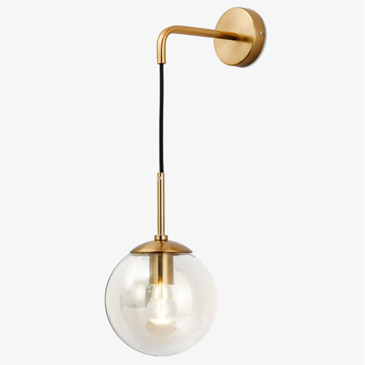 Modern Clear Glass Wall Sconce with Swing Arm | Adjustable Ambient Light for Bedroom 1