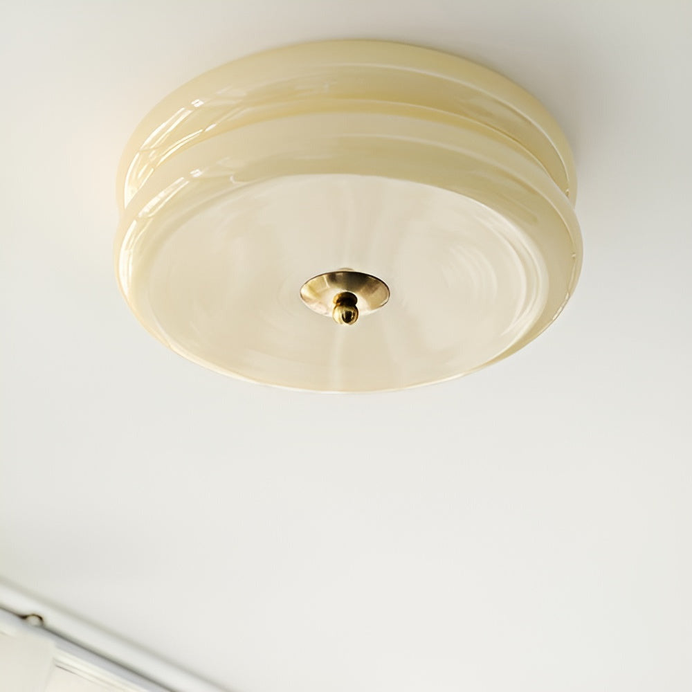 Modern Cream Glass Flush Mount Ceiling Light | Integrated LED Fixture for Living Room 10