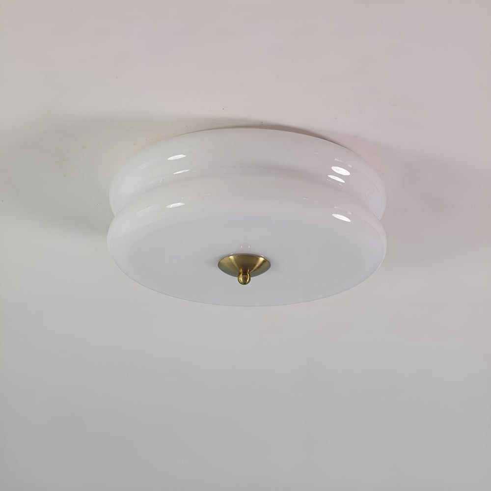 Modern Cream Glass Flush Mount Ceiling Light | Integrated LED Fixture for Living Room 11