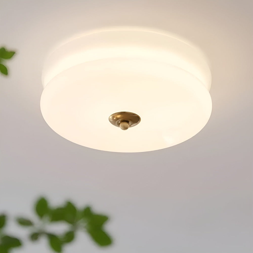 Modern Cream Glass Flush Mount Ceiling Light | Integrated LED Fixture for Living Room 2