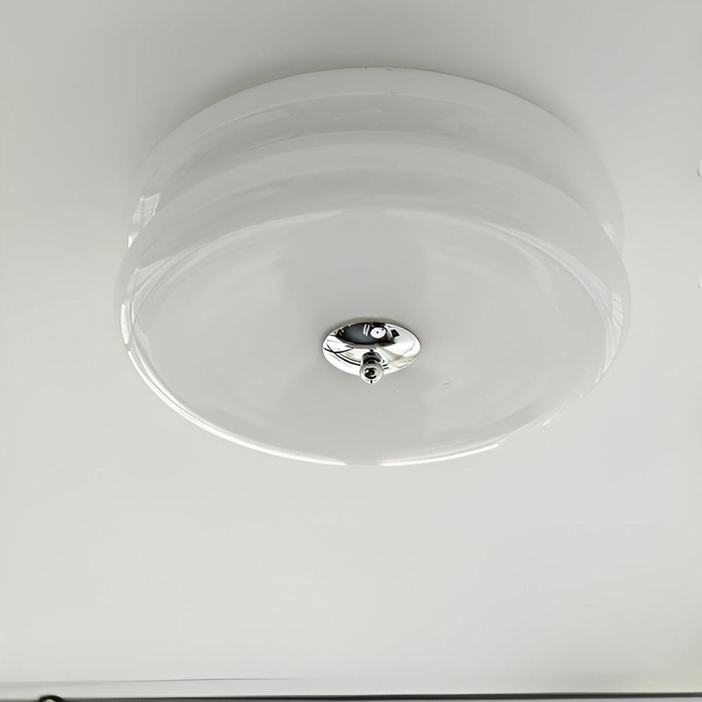Modern Cream Glass Flush Mount Ceiling Light | Integrated LED Fixture for Living Room 6