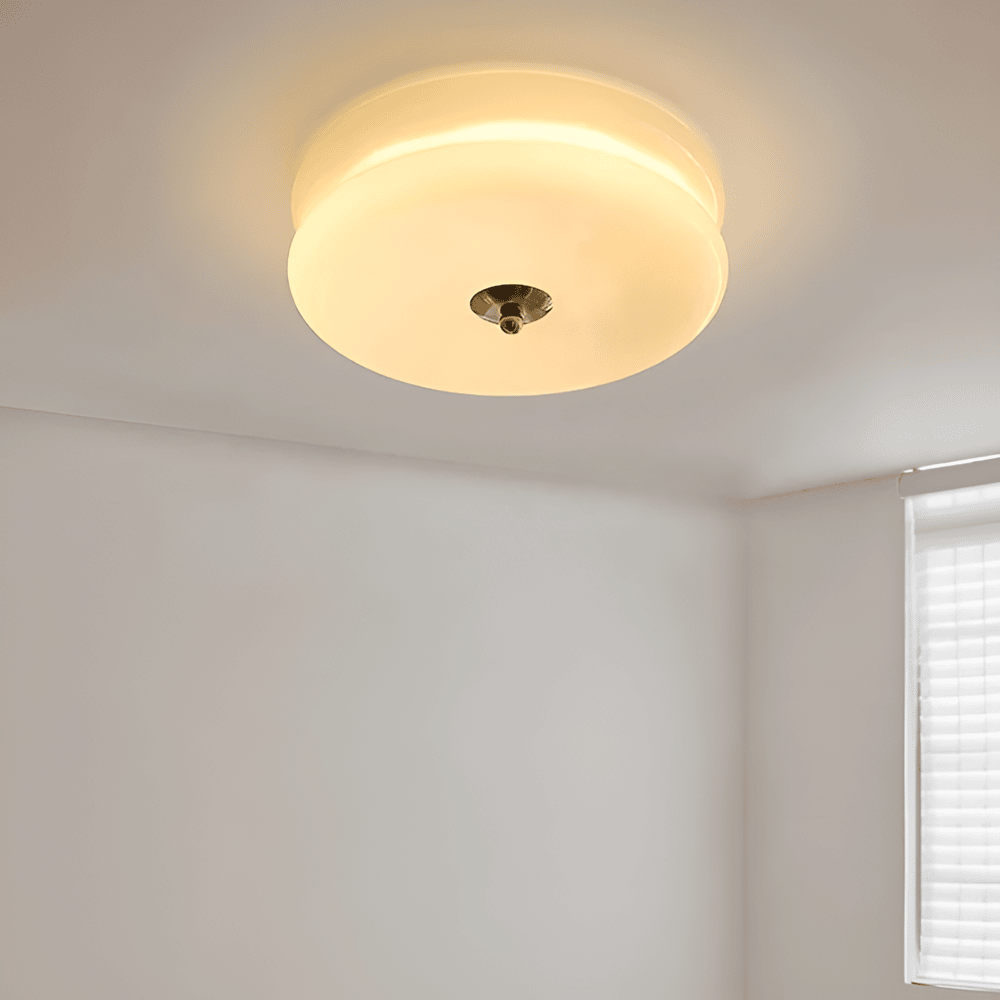 Modern Cream Glass Flush Mount Ceiling Light | Integrated LED Fixture for Living Room 8