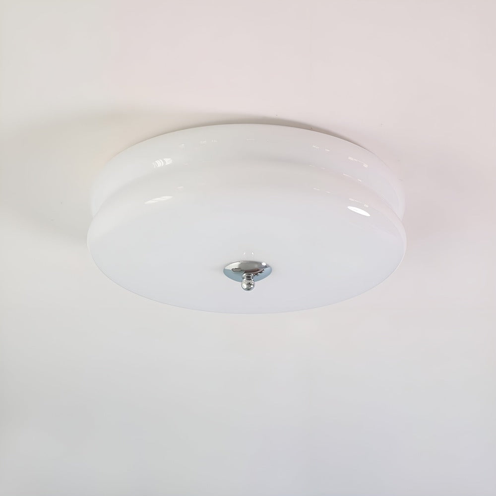 Modern Cream Glass Flush Mount Ceiling Light | Integrated LED Fixture for Living Room 9