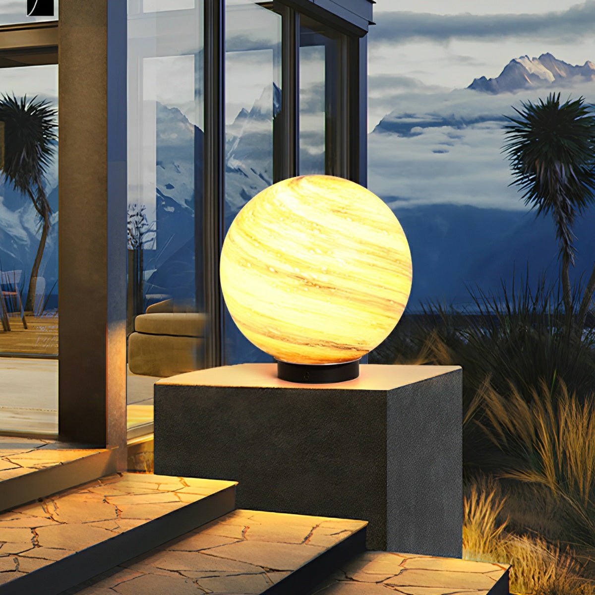 Modern Die-Cast Aluminium Outdoor Post Light with Glass Globe | Waterproof Pole Light for Garden Pathway 2