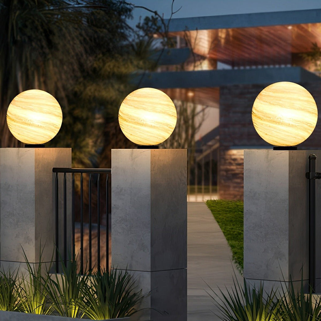 Modern Die-Cast Aluminium Outdoor Post Light with Glass Globe | Waterproof Pole Light for Garden Pathway 3