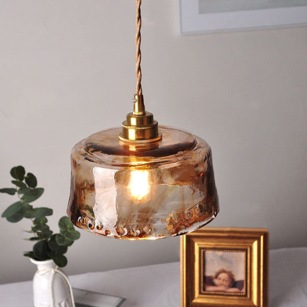 Modern Glass and Brass Pendant Light | Warm LED Glow for Dining Room 3