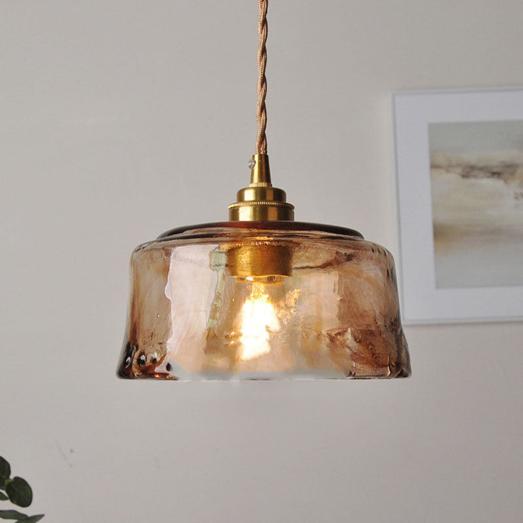 Modern Glass and Brass Pendant Light | Warm LED Glow for Dining Room 7