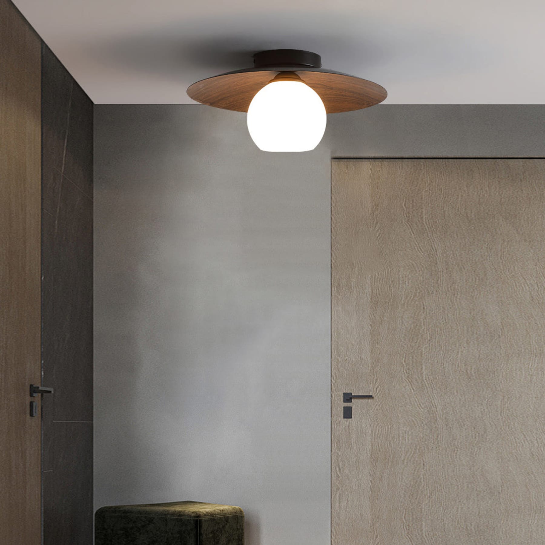 Modern Matte Black Iron Flush Mount Ceiling Light | Tri-Colour LED Fixture for Living Room 1