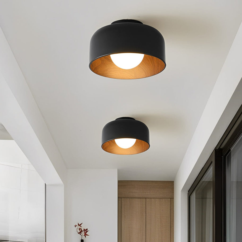 Modern Matte Black Iron Flush Mount Ceiling Light | Tri-Colour LED Fixture for Living Room 3