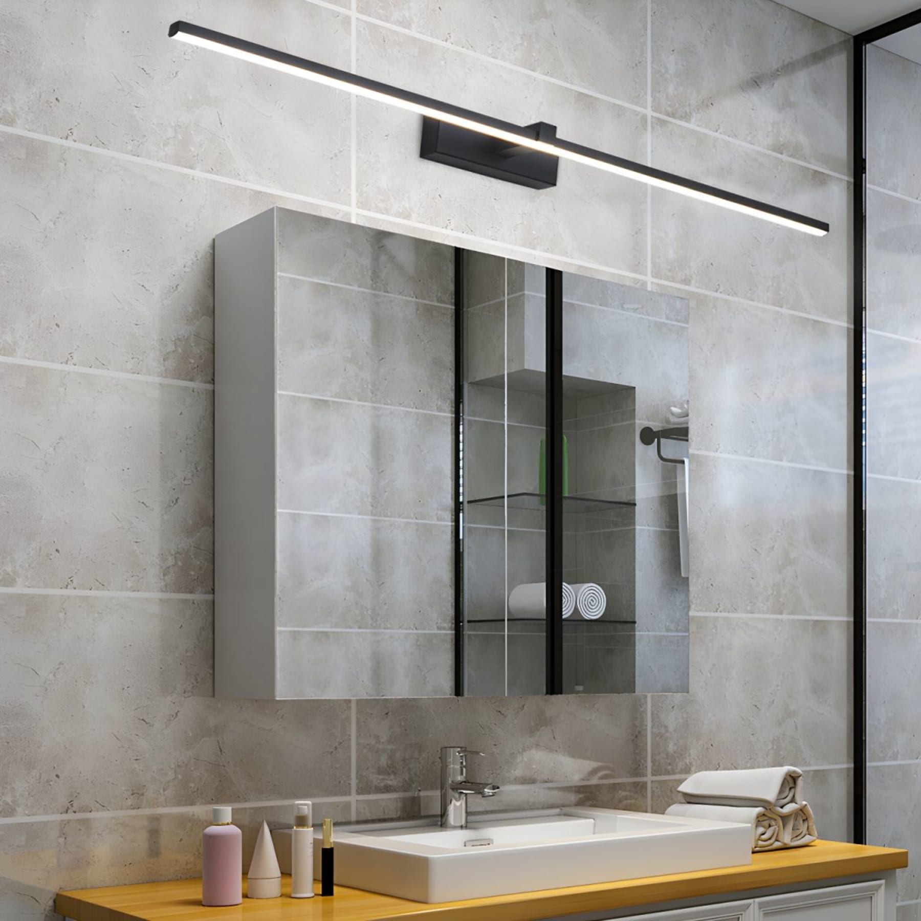 Modern Matte Iron Linear Wall Sconce | Integrated LED with Tri-Colour Light for Hallway 7