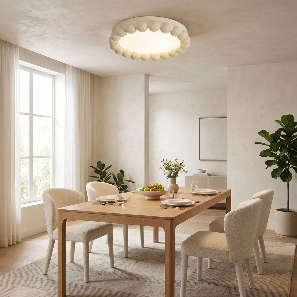 Modern Matte Resin Flush Mount Ceiling Light | Round Acrylic Diffuser for Living Room 2