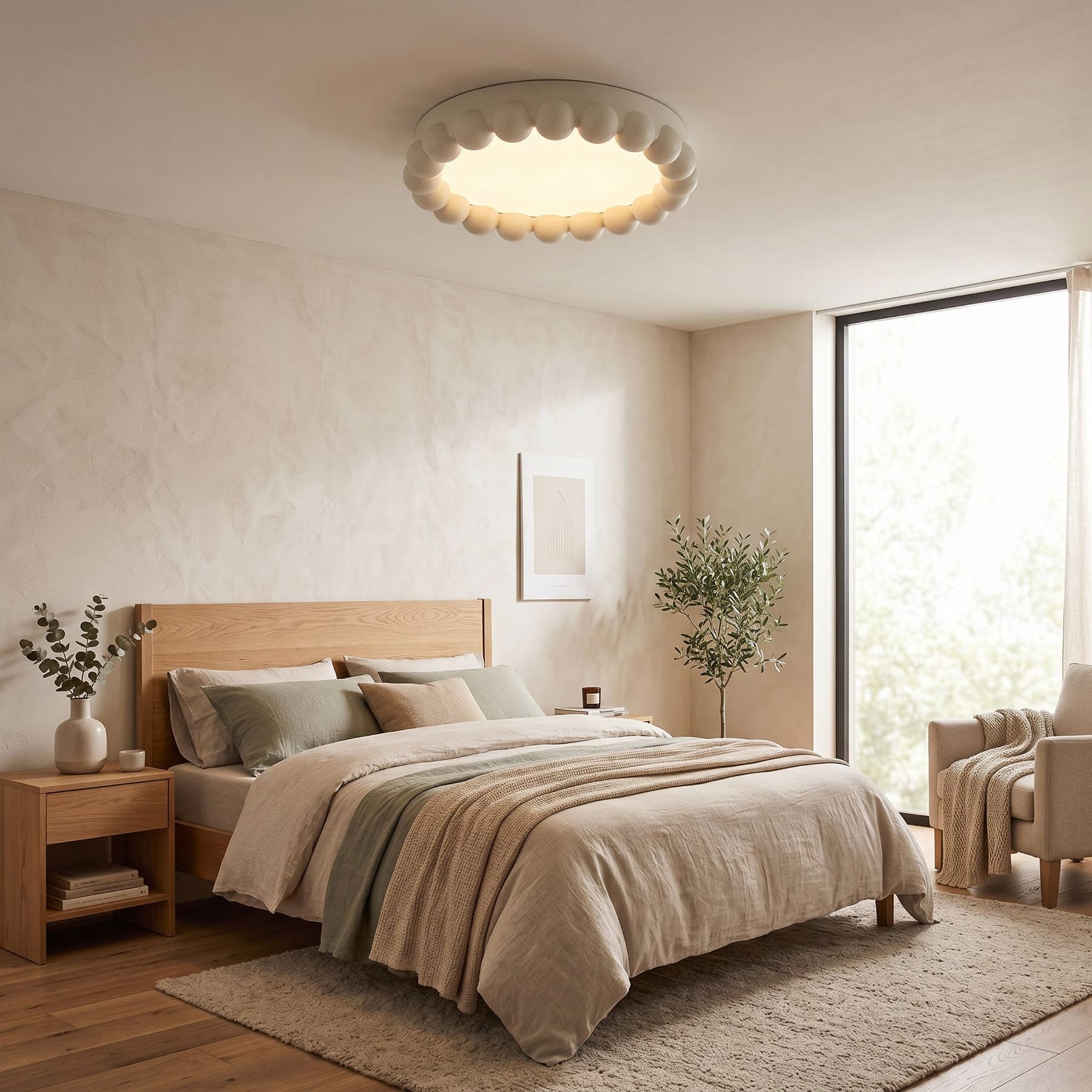 Modern Matte Resin Flush Mount Ceiling Light | Round Acrylic Diffuser for Living Room 6