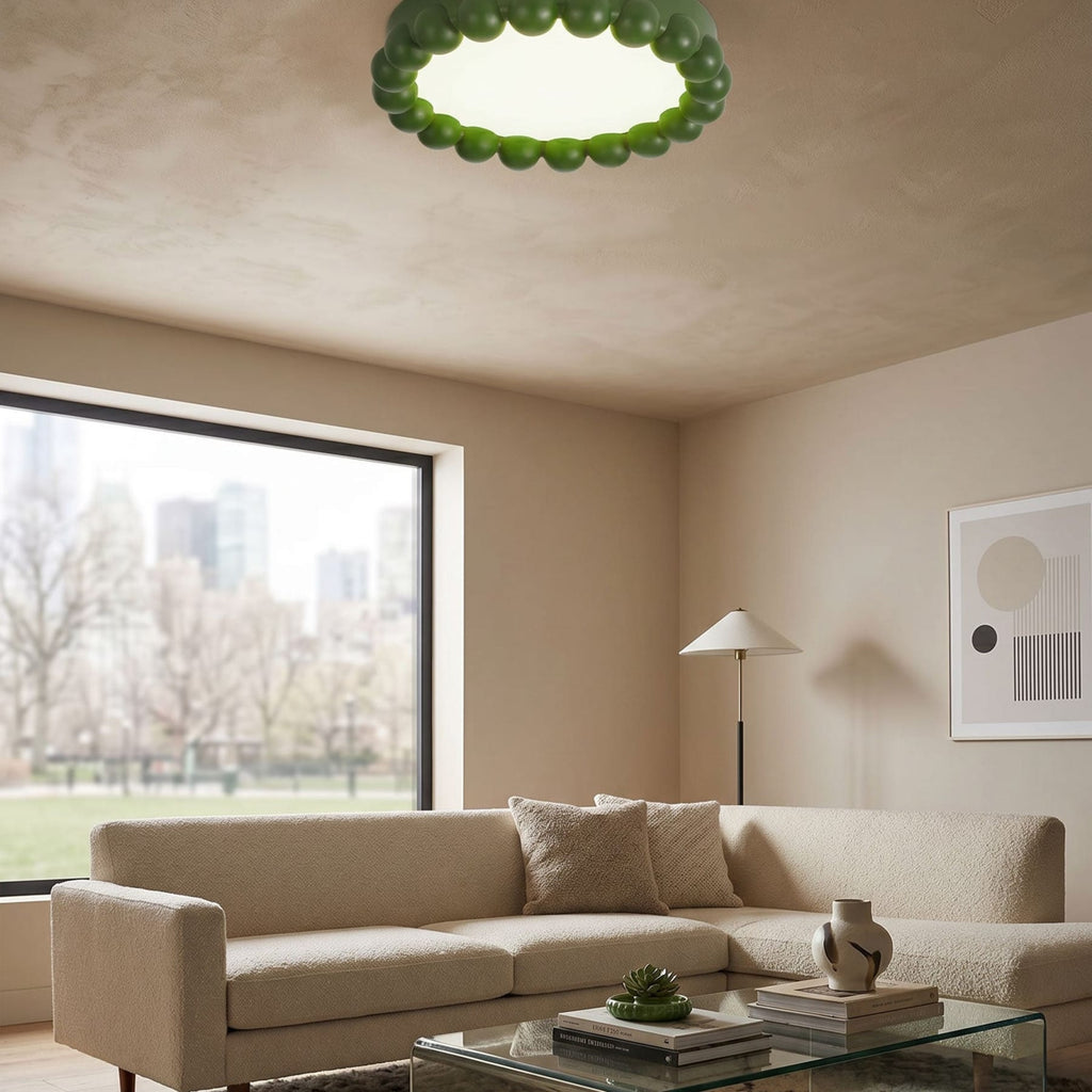 Modern Matte Resin Flush Mount Ceiling Light | Round Acrylic Diffuser for Living Room 7