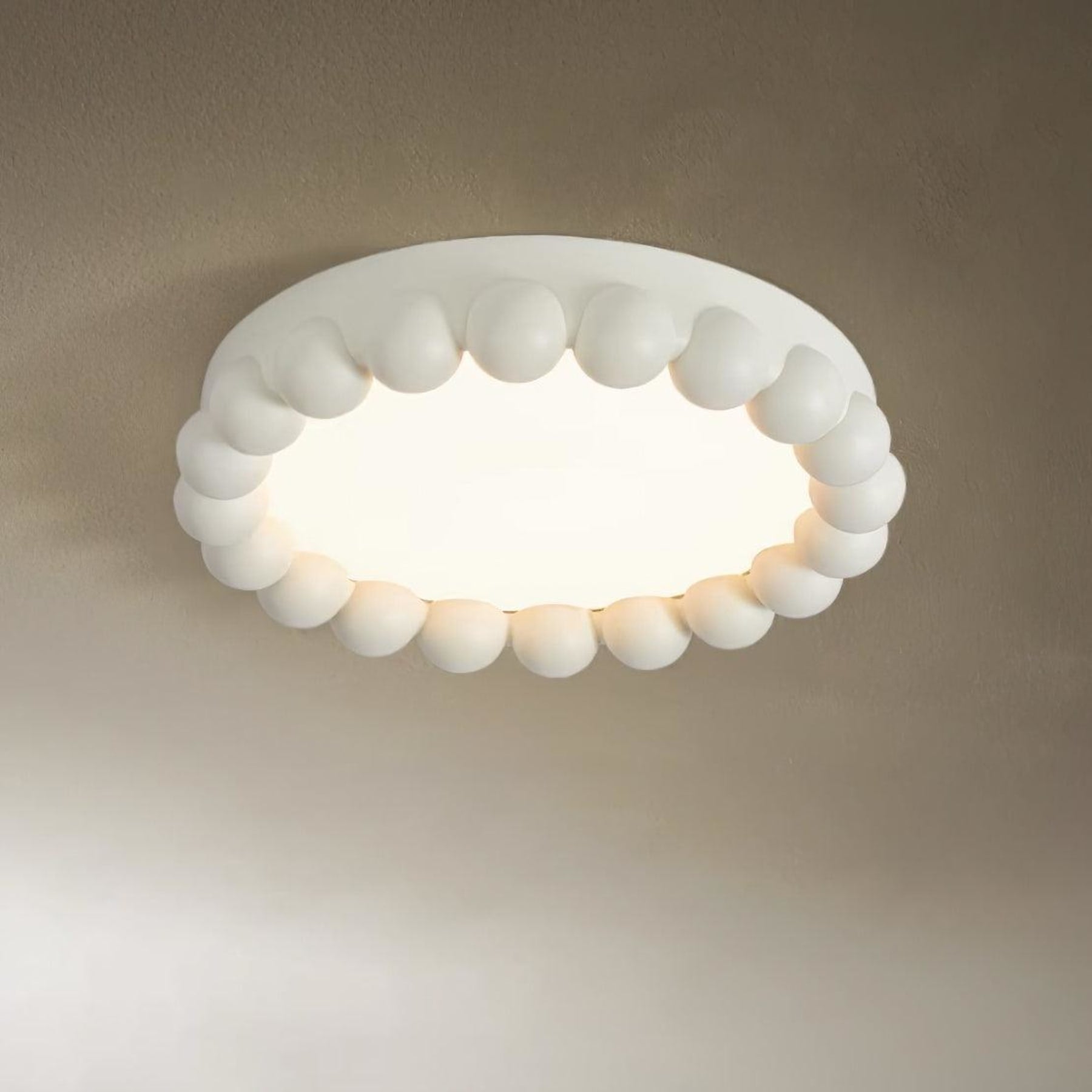 Modern Matte Resin Flush Mount Ceiling Light | Round Acrylic Diffuser for Living Room 9