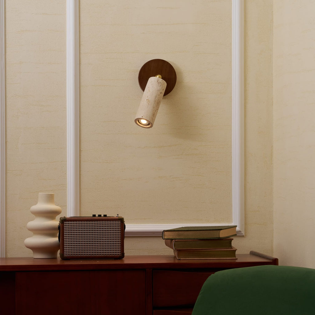 Modern Matte Travertine Wall Sconce | Warm LED Light for Living Room Bedroom 4