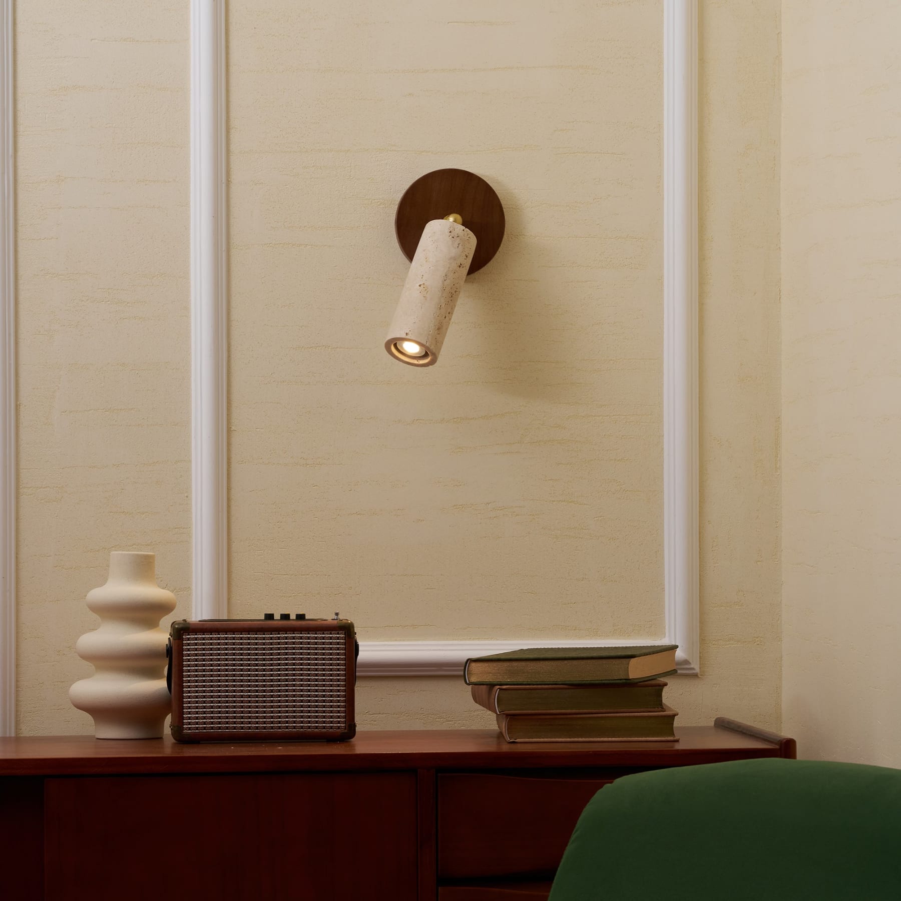 Modern Matte Travertine Wall Sconce | Warm LED Light for Living Room Bedroom 4