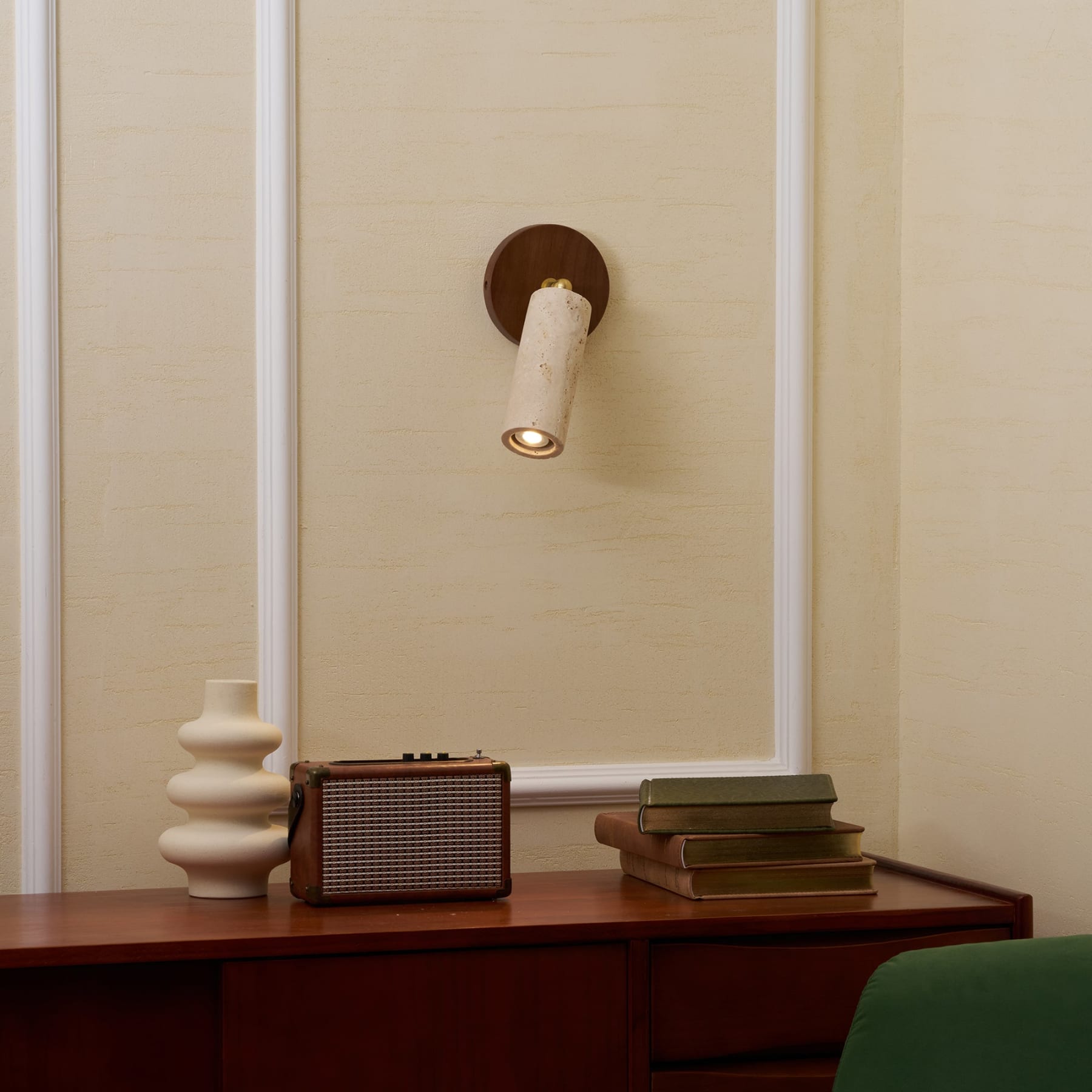 Modern Matte Travertine Wall Sconce | Warm LED Light for Living Room Bedroom 6