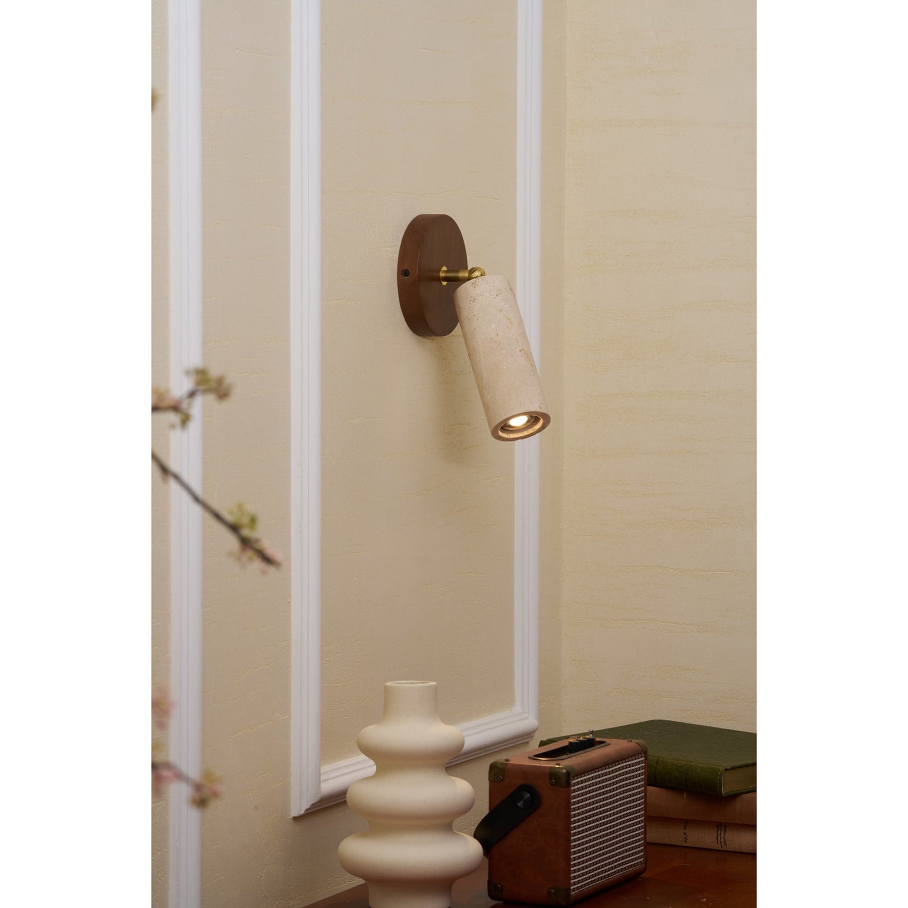 Modern Matte Travertine Wall Sconce | Warm LED Light for Living Room Bedroom 8