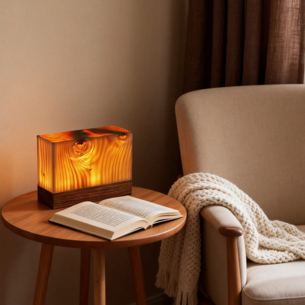 Modern Matte Wood Table Lamp | Battery Operated Cordless Light for Bedroom 2