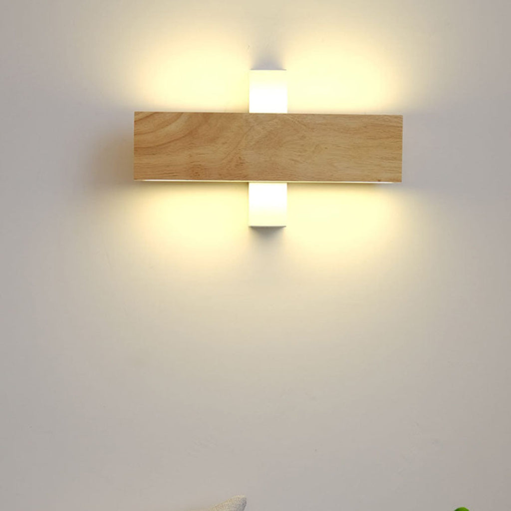 Modern Matte Wood Wall Sconce | Hardwired Light with Warm and Cool Options for Living Room and Bedroom 5