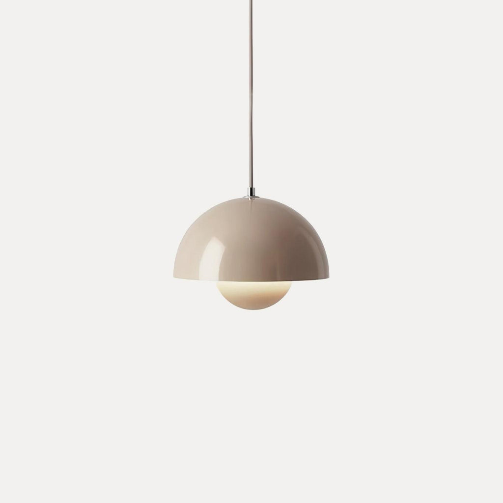 Modern Metal Dome Shade Pendant Light with Floating Globe Diffuser | Hardwired E26/E27 Bulb Compatible for Dining Room 0