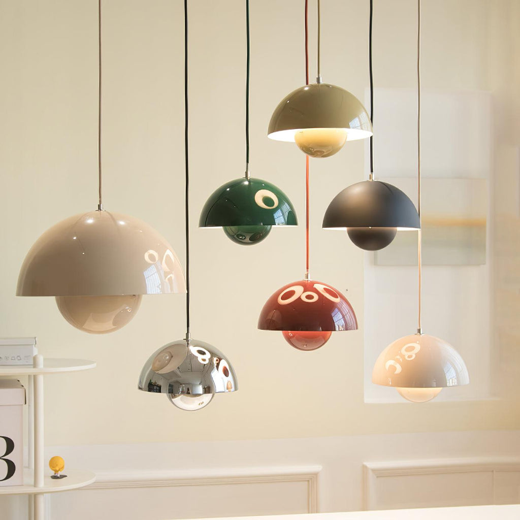 Modern Metal Dome Shade Pendant Light with Floating Globe Diffuser | Hardwired E26/E27 Bulb Compatible for Dining Room 3