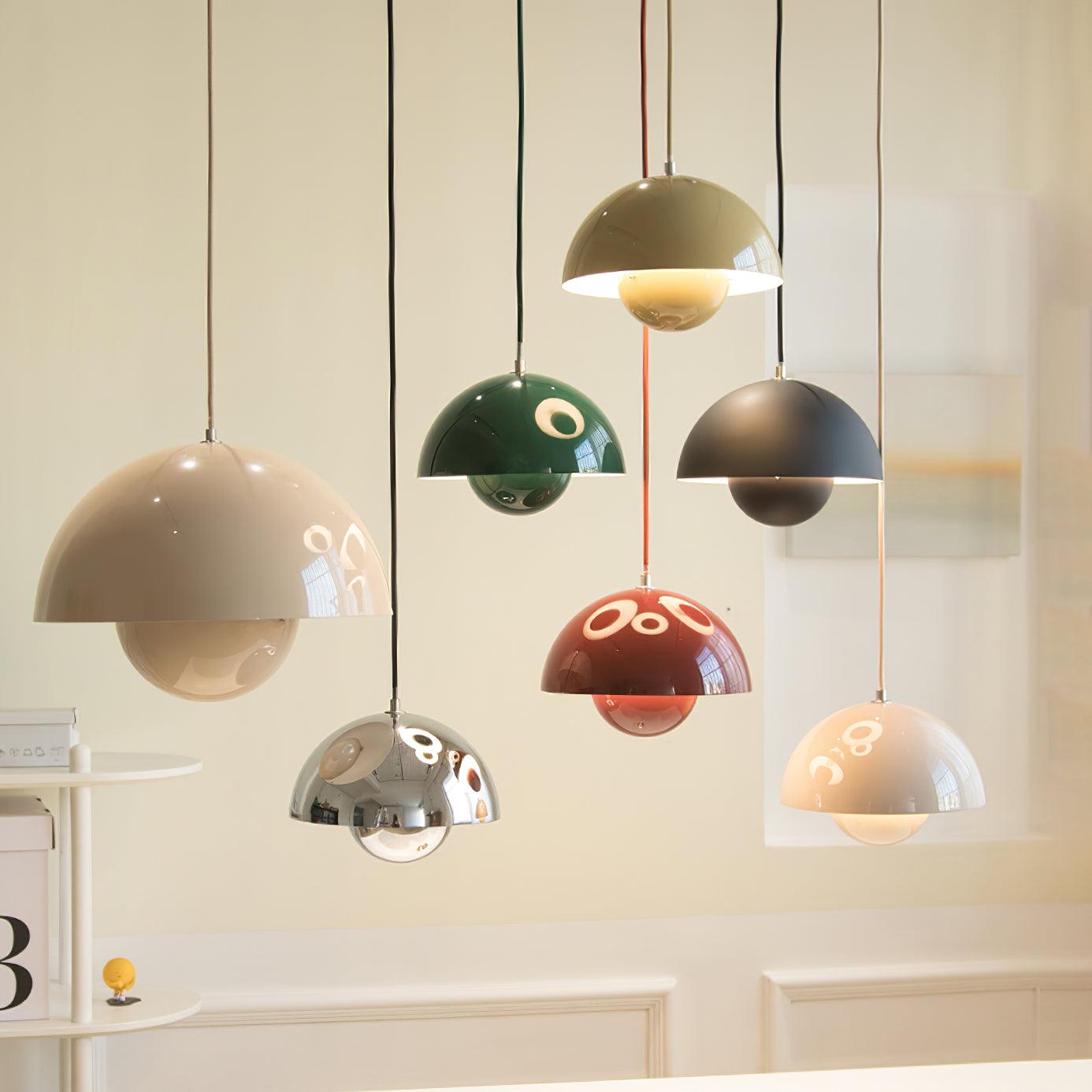 Modern Metal Dome Shade Pendant Light with Floating Globe Diffuser | Hardwired E26/E27 Bulb Compatible for Dining Room 3