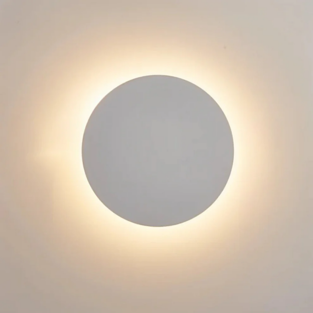 Modern Metal Round LED Wall Sconce | Backlit Halo Glow for Hallway Bedroom Living Room 1