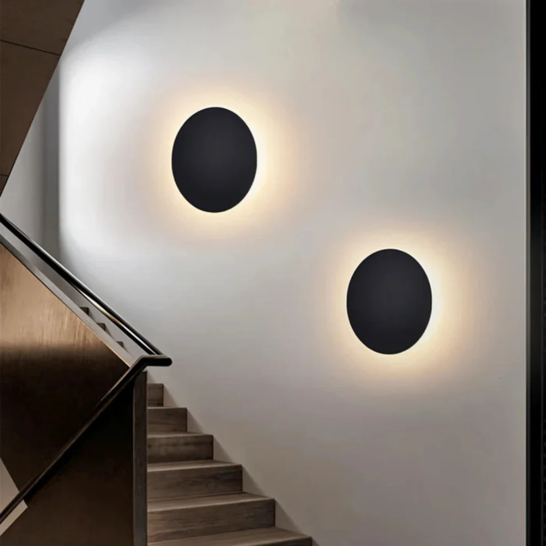 Modern Metal Round LED Wall Sconce | Backlit Halo Glow for Hallway Bedroom Living Room 2