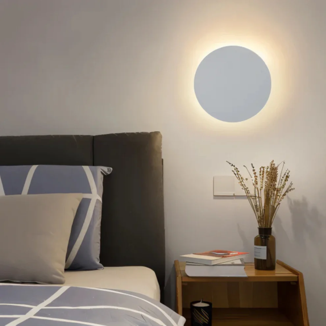 Modern Metal Round LED Wall Sconce | Backlit Halo Glow for Hallway Bedroom Living Room 3