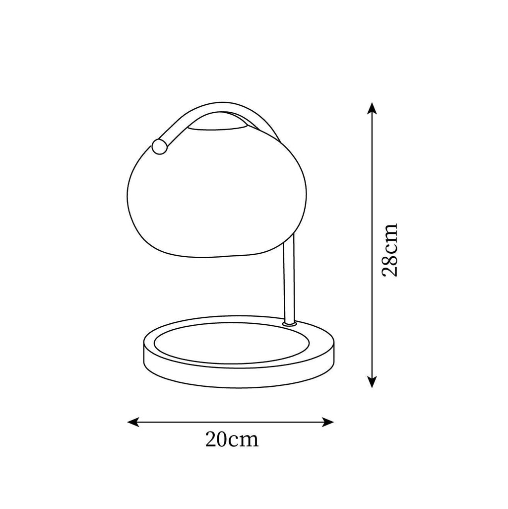 Modern Metal and Glass Table Lamp with Wooden Tray Base | Candle Warmer for Bedroom and Living Room 4