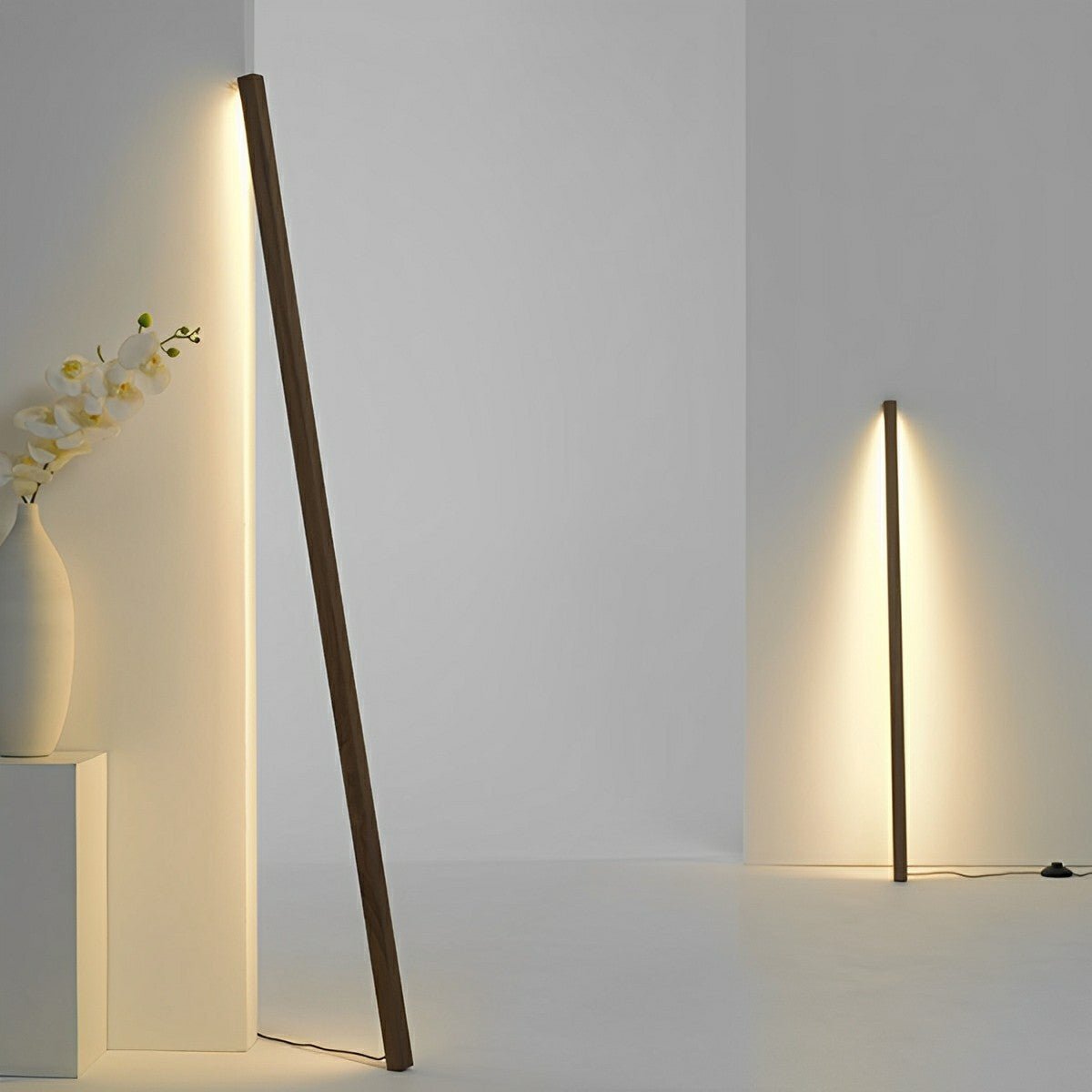 Modern Natural Wood LED Floor Lamp | Stepless Dimming Plug-In Light for Living Room 1