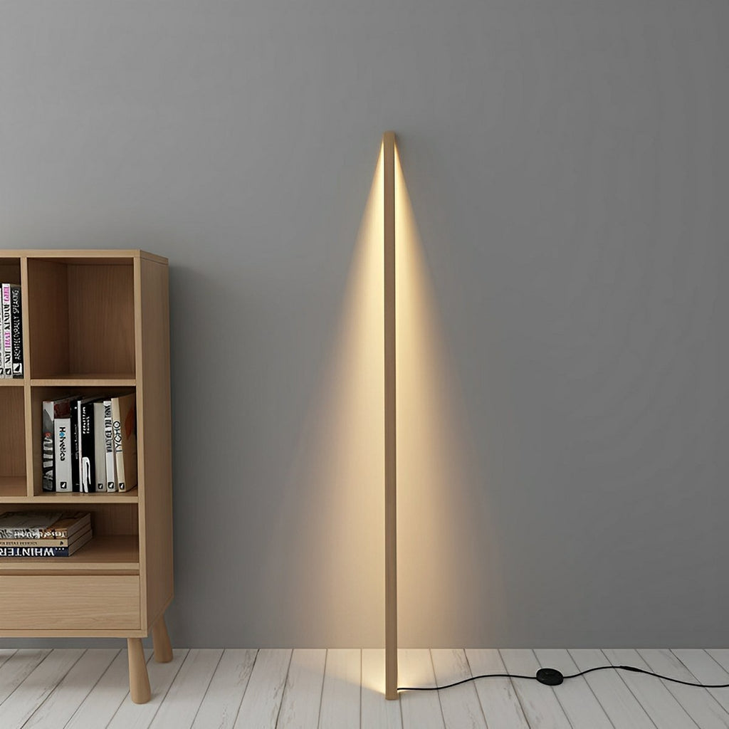 Modern Natural Wood LED Floor Lamp | Stepless Dimming Plug-In Light for Living Room 3