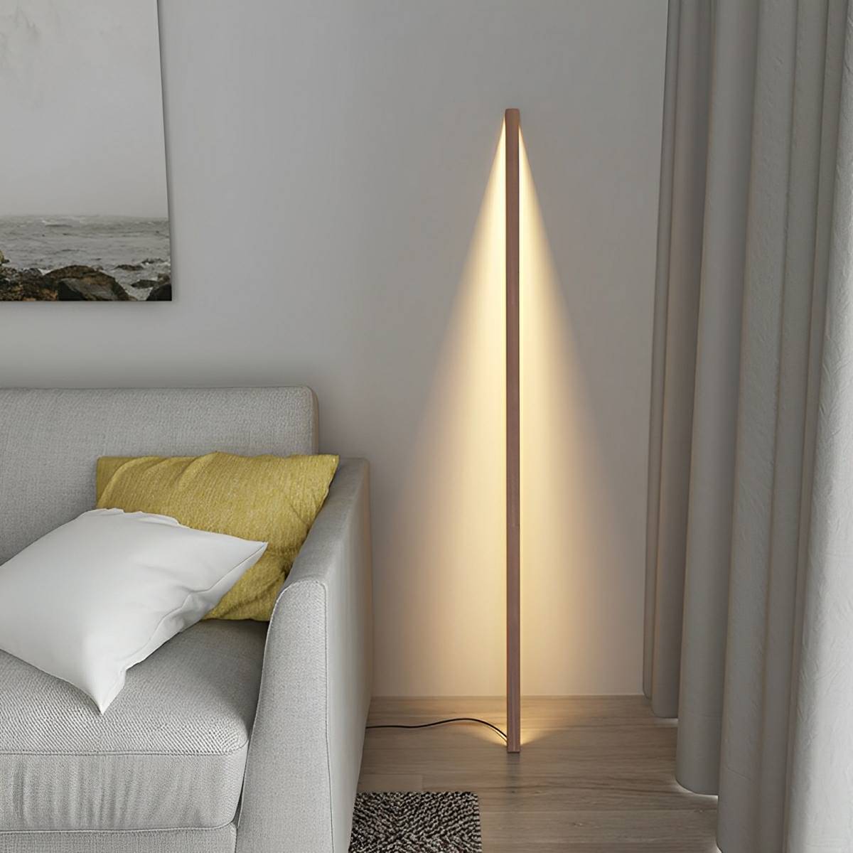 Modern Natural Wood LED Floor Lamp | Stepless Dimming Plug-In Light for Living Room 4