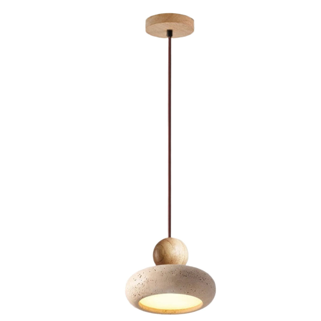Modern Natural Wood and Matte Concrete Pendant Light | Warm LED Glow for Living Room 9