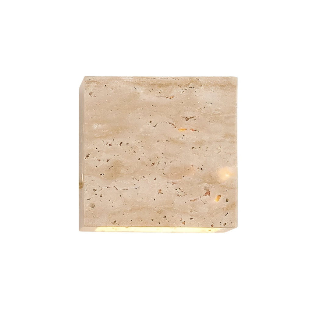 Modern Natural Yellow Travertine Outdoor Wall Light | Integrated LED Fixture for Patio and Garden 0