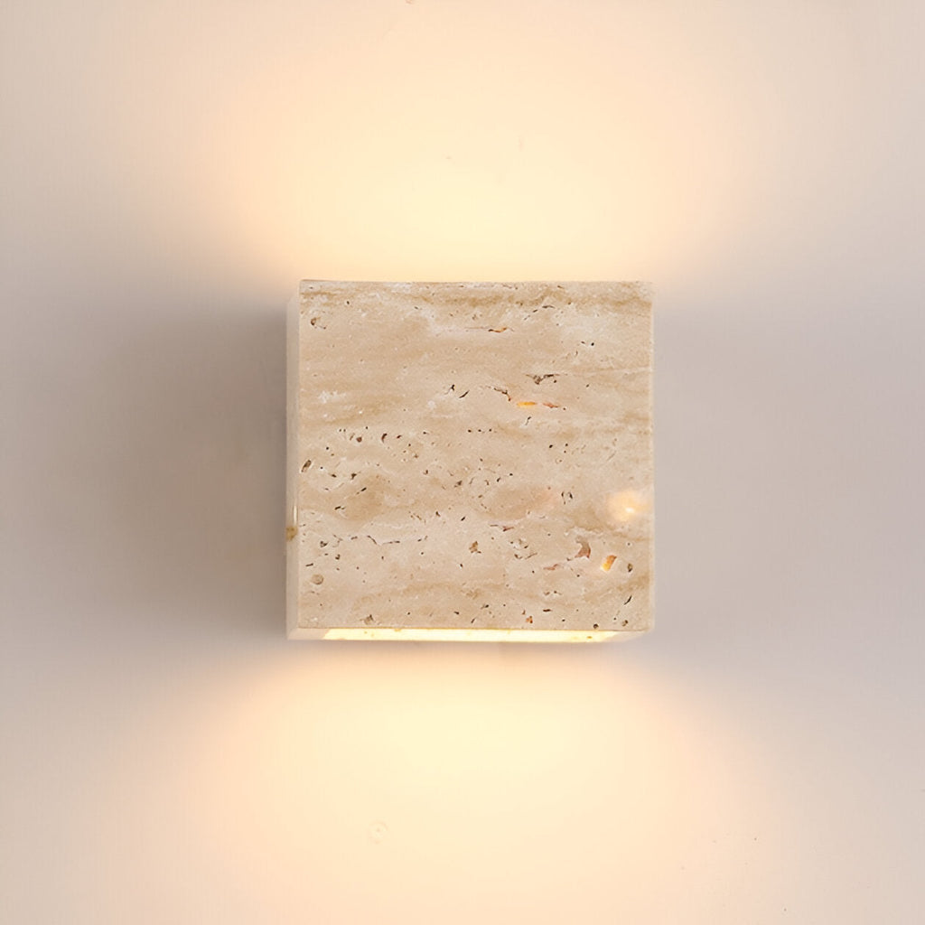 Modern Natural Yellow Travertine Outdoor Wall Light | Integrated LED Fixture for Patio and Garden 2