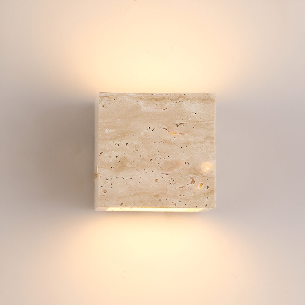 Modern Natural Yellow Travertine Outdoor Wall Light | Integrated LED Fixture for Patio and Garden 2