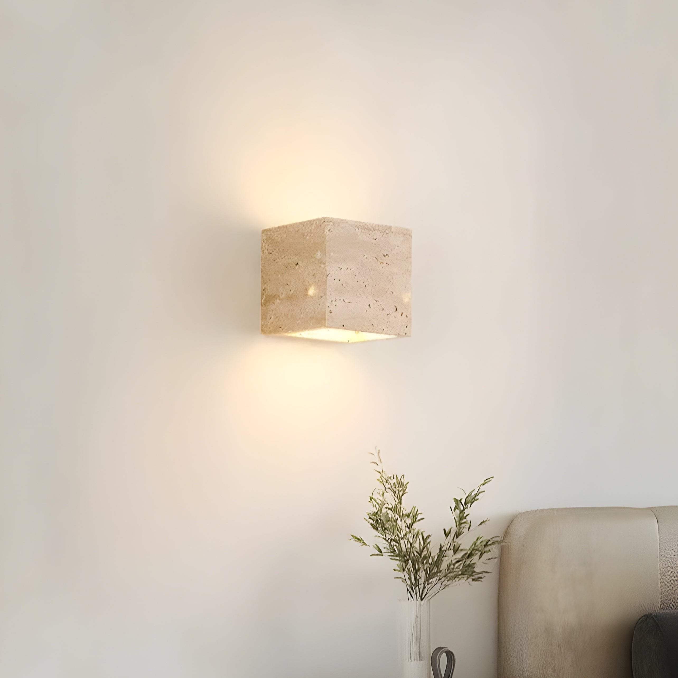 Modern Natural Yellow Travertine Outdoor Wall Light | Integrated LED Fixture for Patio and Garden 4