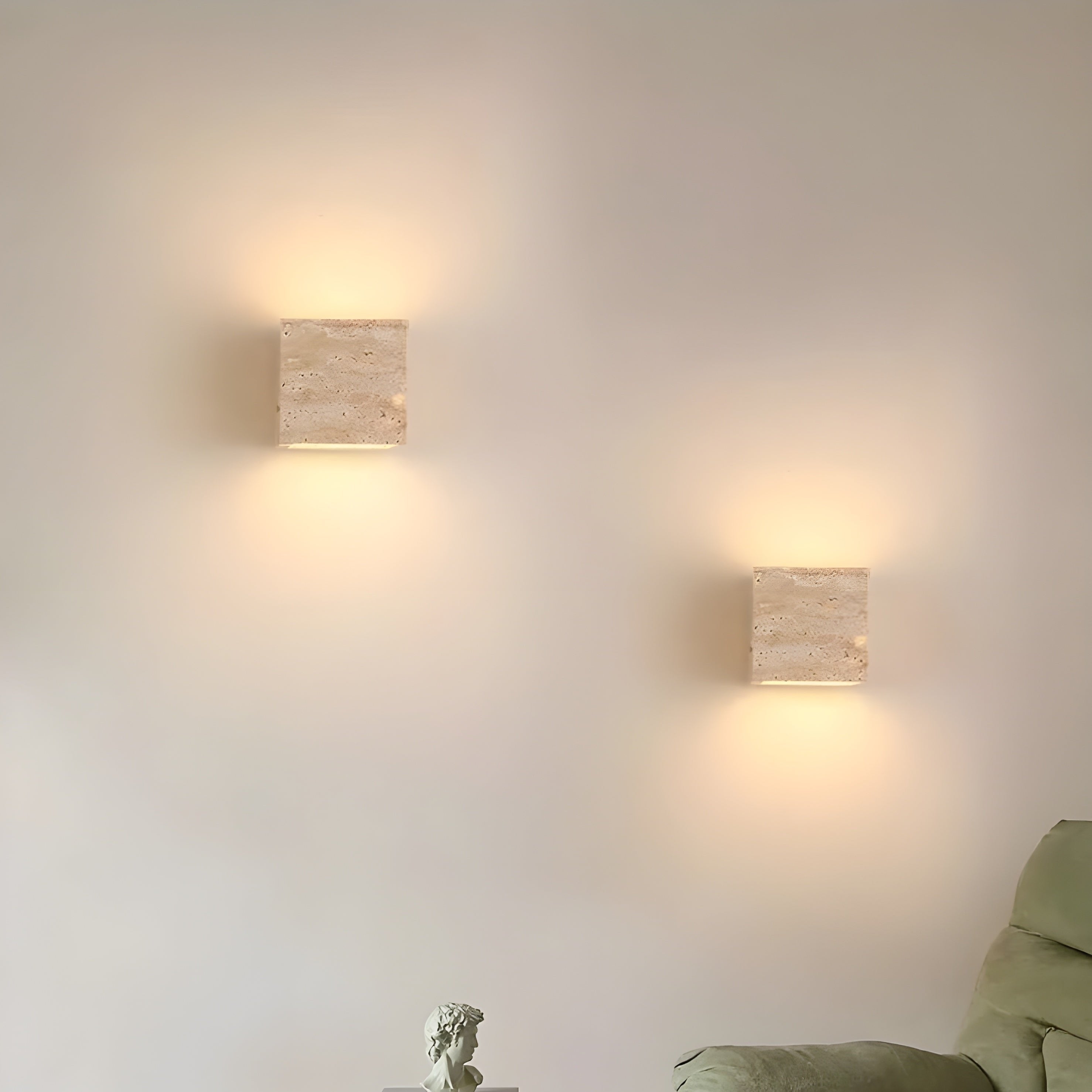 Modern Natural Yellow Travertine Outdoor Wall Light | Integrated LED Fixture for Patio and Garden 5